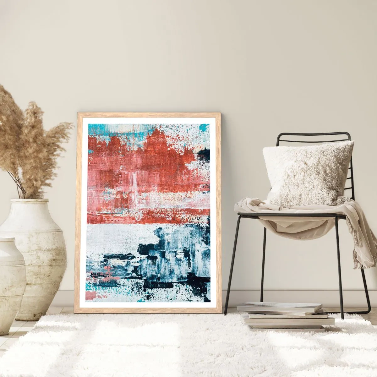 Poszter világos tölgy keretben - Fele-fele absztrakt - 61x91 cm