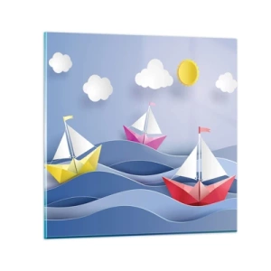 Üveg kép - Ó, milyen jó hintázni a hullámokban - 60x60 cm