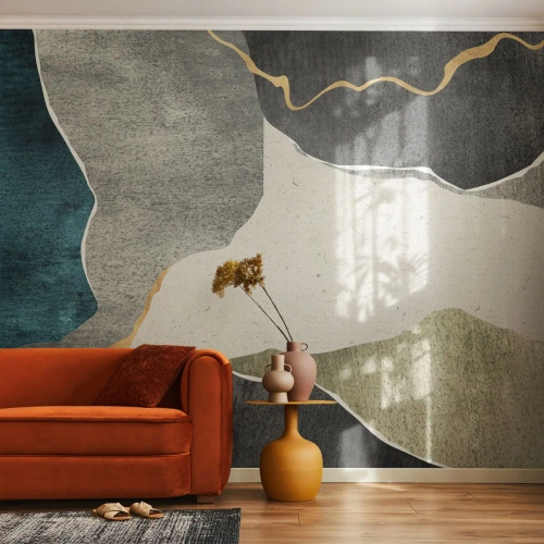 Fotótapéta Premium Sand - Mozaik kompozíció aranyszállal - Absztrakcionizmus, Art Deco, Darab - 400x280 cm