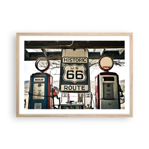 Poszter világos tölgy keretben - Amerikai retro utazás - 70x50 cm
