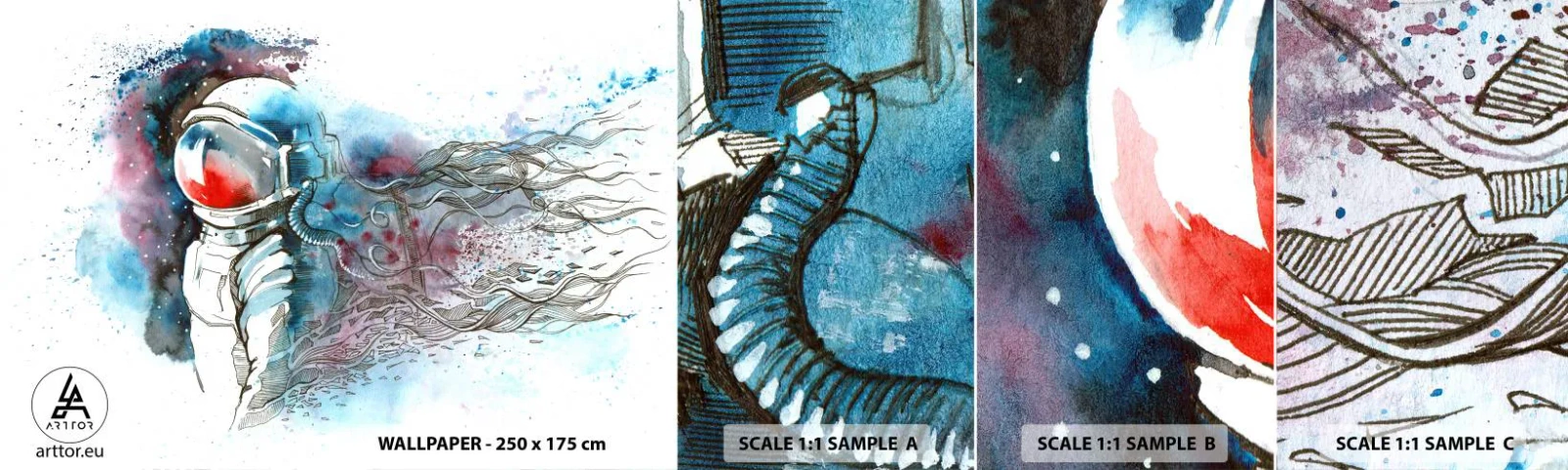 Fotótapéta Minta Standard Eco - Egy az egyben az űrrel - Űrhajós, Űrhajós, Absztrakció - 100x30 cm