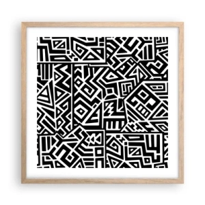 Poszter világos tölgy keretben - Kolumbusz előtti kompozíció - 50x50 cm