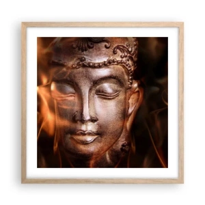 Poszter világos tölgy keretben - Csak itt és most létezik - 50x50 cm