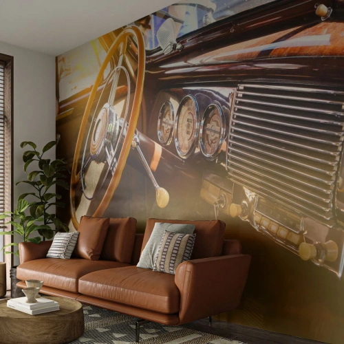 Öntapadós Fotótapéta Deluxe Sticker - Múlt luxusnak a fuvallata - Antik autó, Autóipari, Irányítópult - 250x175 cm