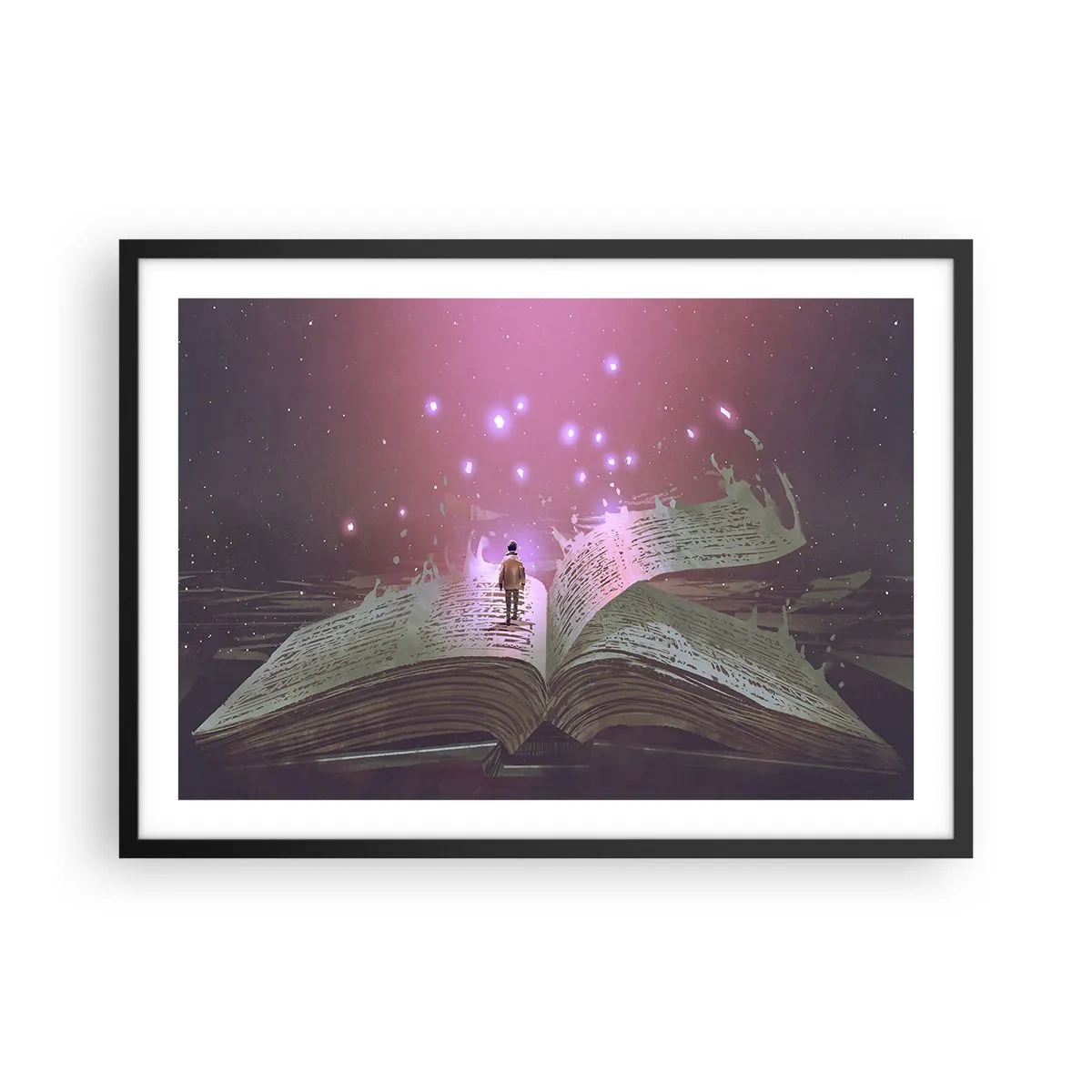 Poszter fehér keretben - Meghívás egy másik világba – olvass! - 70x50 cm