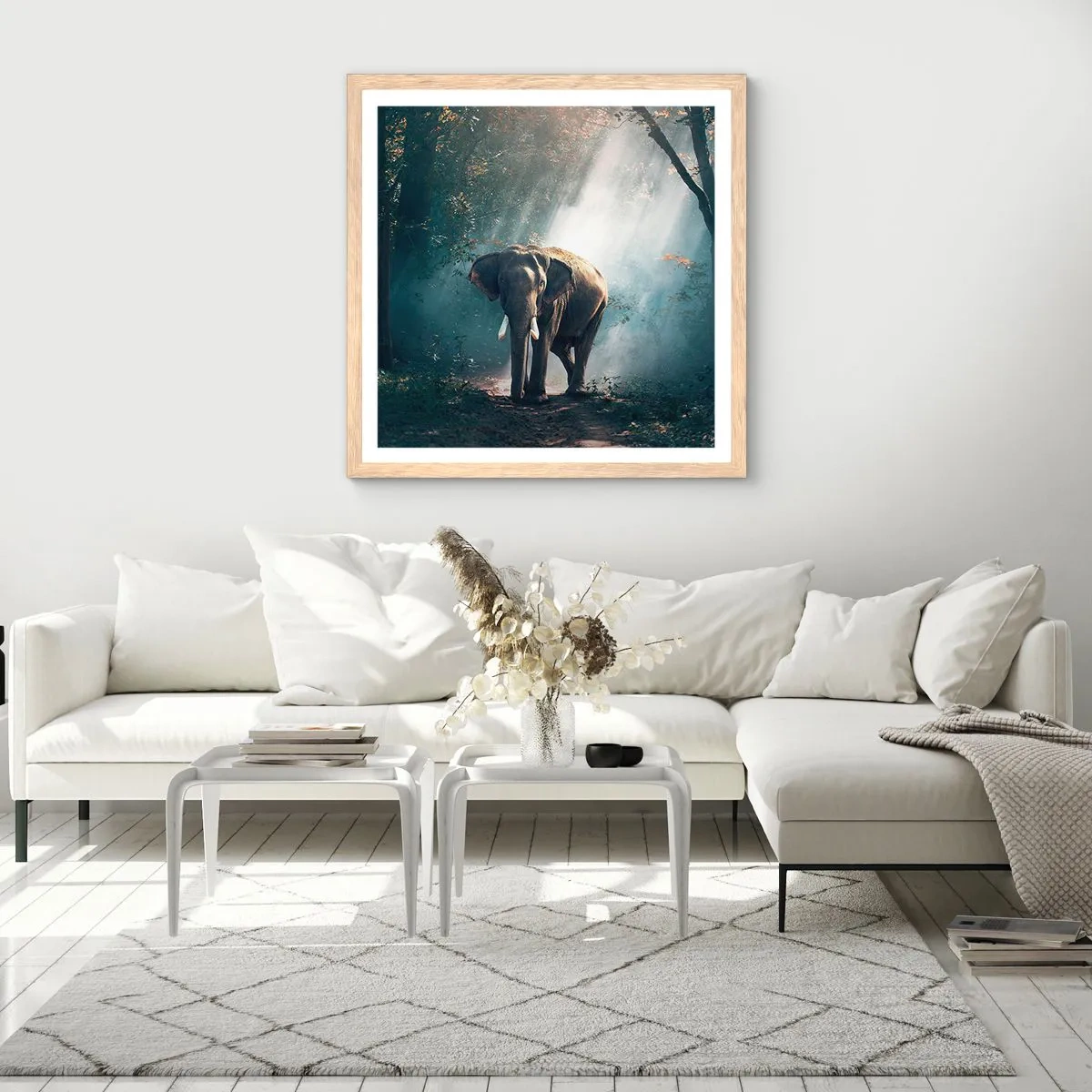 Poszter világos tölgy keretben - Nyugodt séta - 40x40 cm