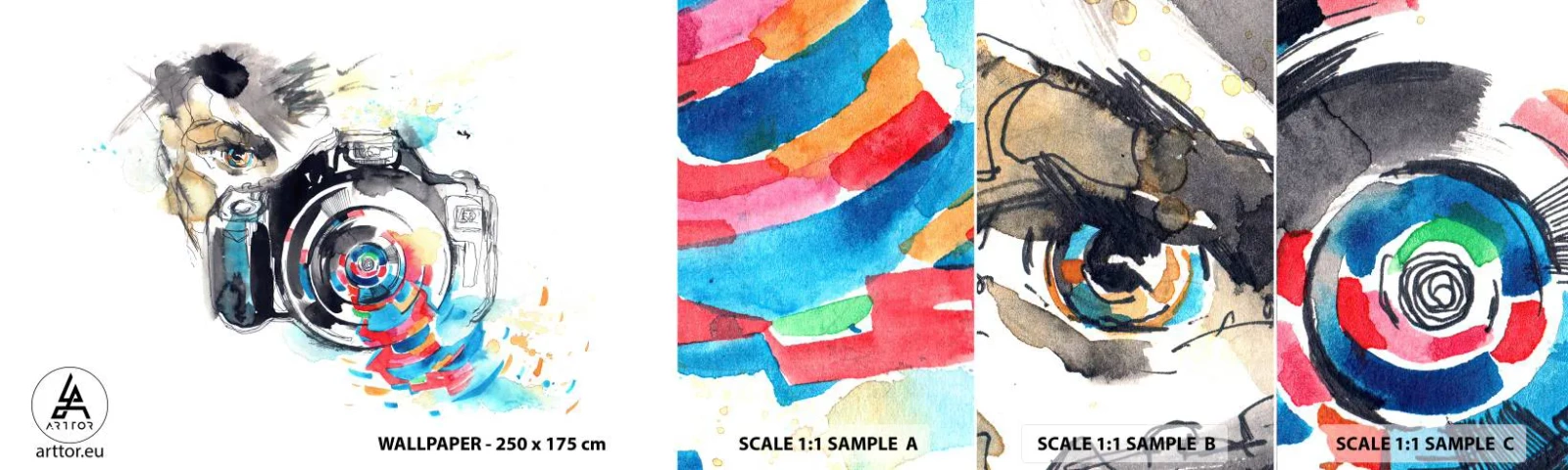 Fotótapéta Minta Standard Eco - A lencse szemében - Absztrakció, Kamera, Fotós - 100x30 cm