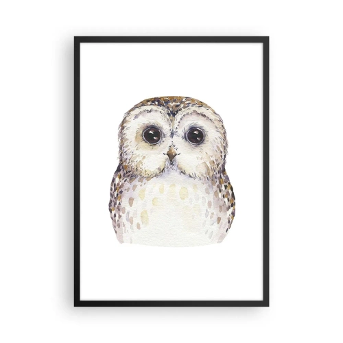 Poszter fehér keretben - Egy bájos akvarell portré egy bagolyról - 50x70cm - Nézz a szemembe - Modern fali dekoráció nappalihoz és hálószobához ARTTOR
