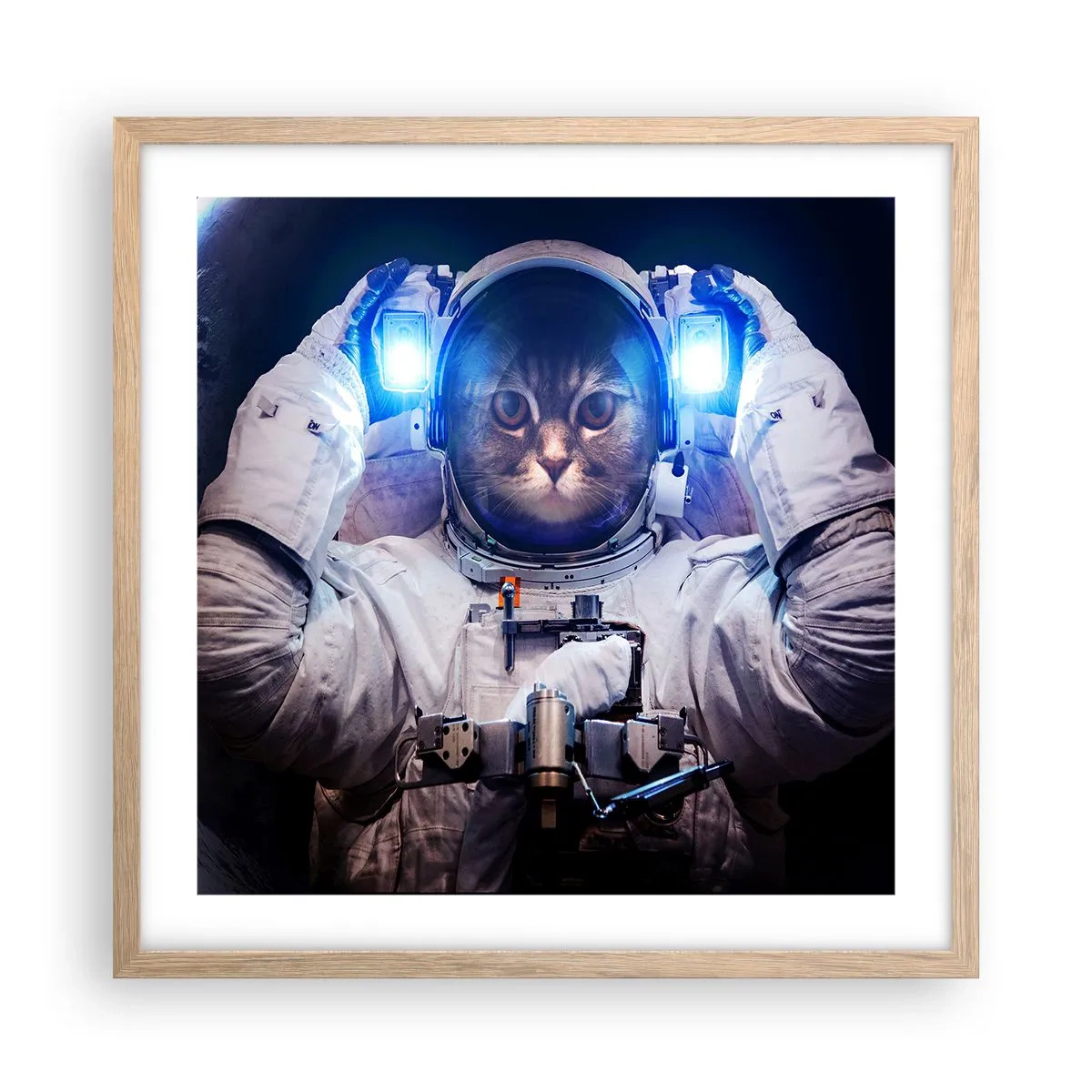 Poszter világos tölgy keretben - Houston, baj van - 50x50 cm