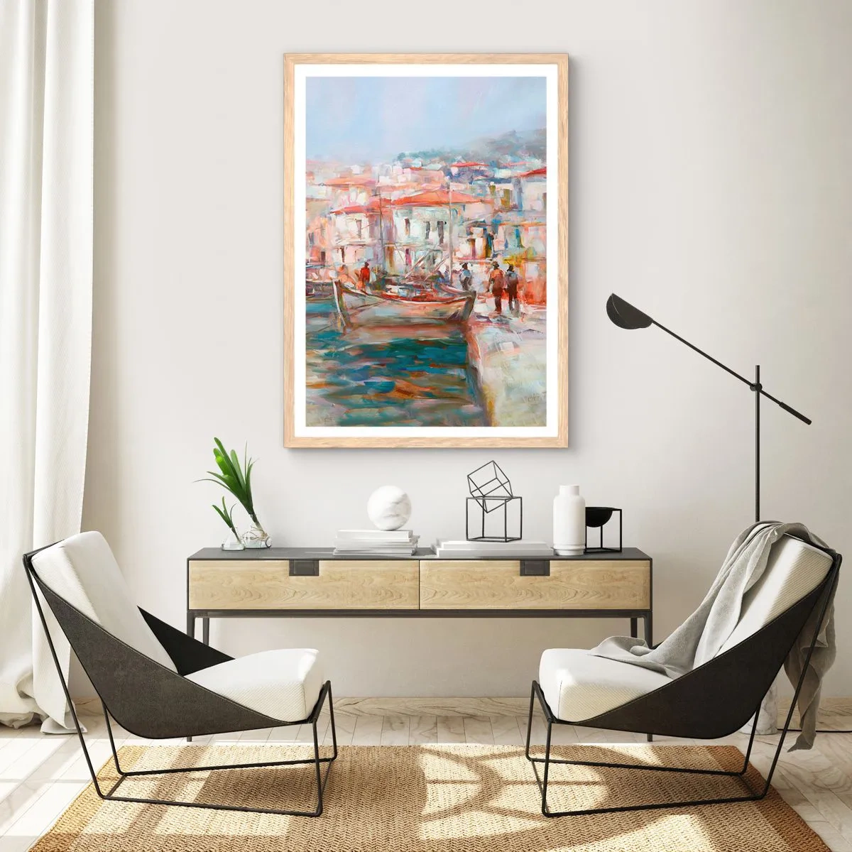 Poszter világos tölgy keretben - Pasztell vakáció - 50x70 cm