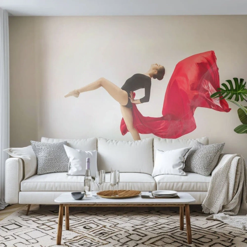Fotótapéta Premium Sand - Piros és fekete - Balerina, Tánc, Balett - 100x70 cm