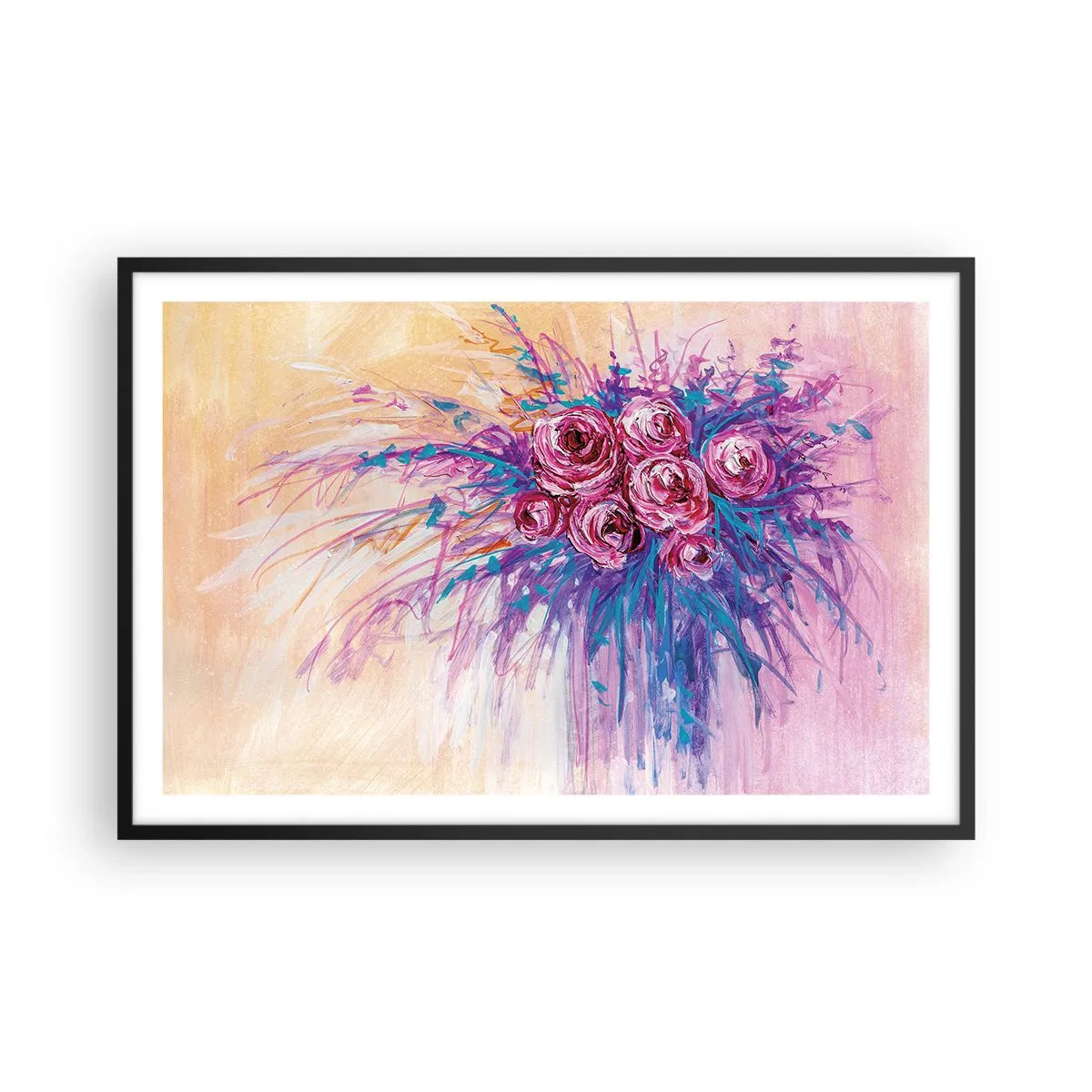 Poszter fehér keretben - Rózsaszín szökőkút - 91x61 cm