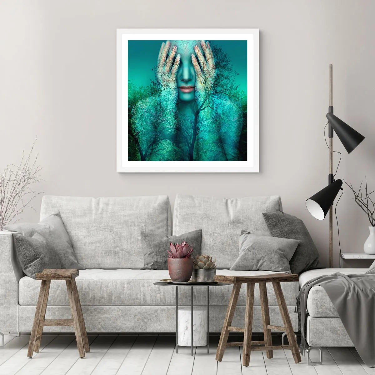 Poszter fekete keretben - Kékbe merítve - 50x50 cm