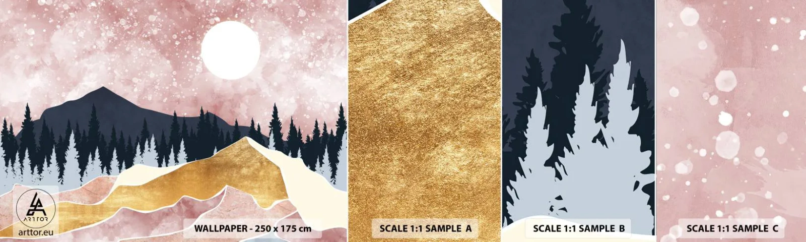 Fotótapéta Minta Standard Eco - Éjjeli őrség - Grafika, Tájkép, Hegyek - 100x30 cm