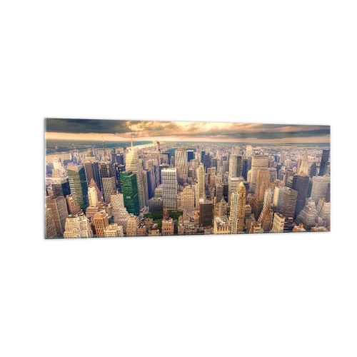 Üveg kép - Aranyozott metropolisz - 140x50 cm