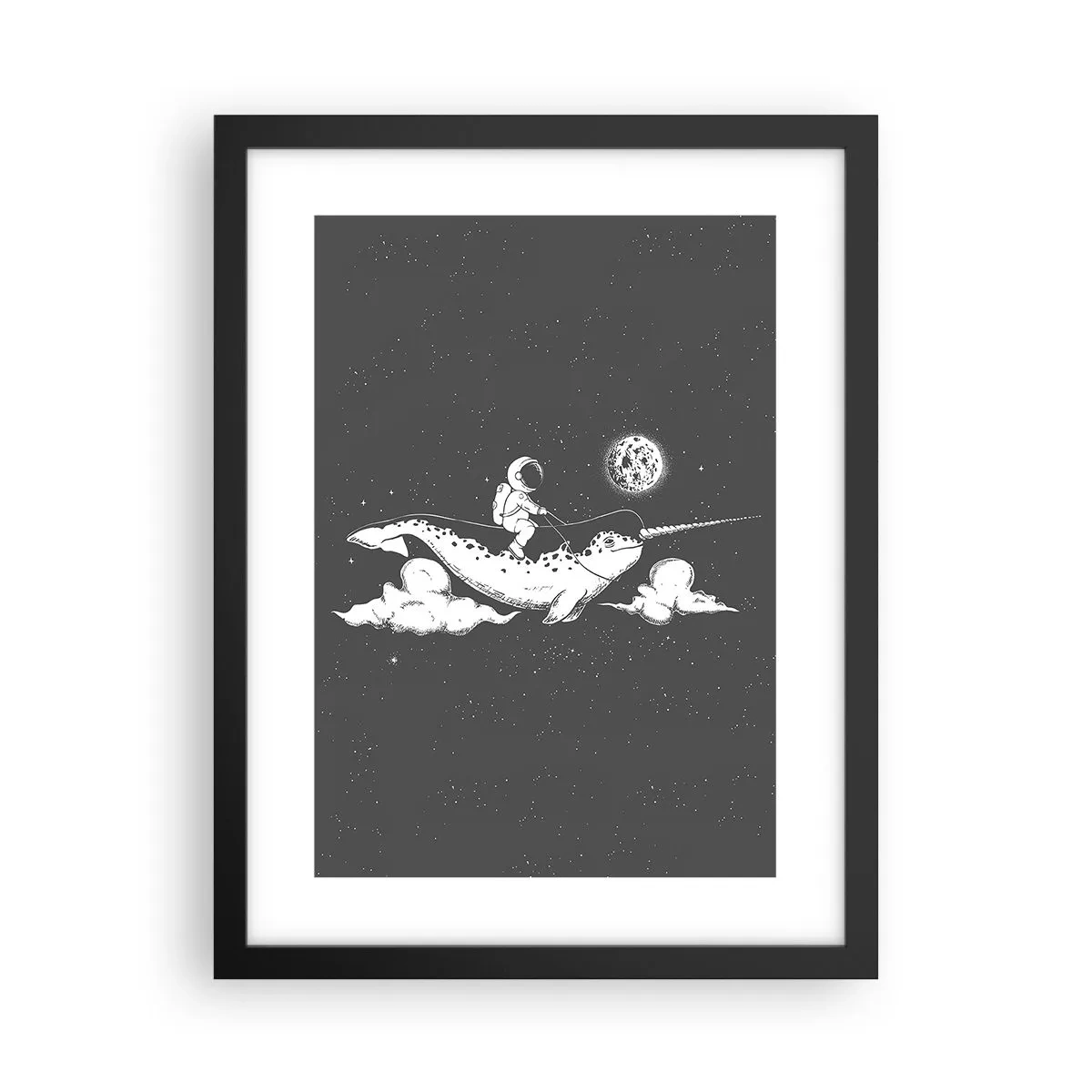 Poszter fehér keretben - Űrlovas - 30x40 cm