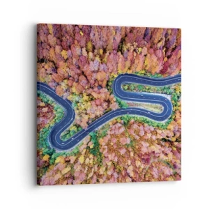 Vászonkép - Kanyargós út az erdőn keresztül - 30x30 cm