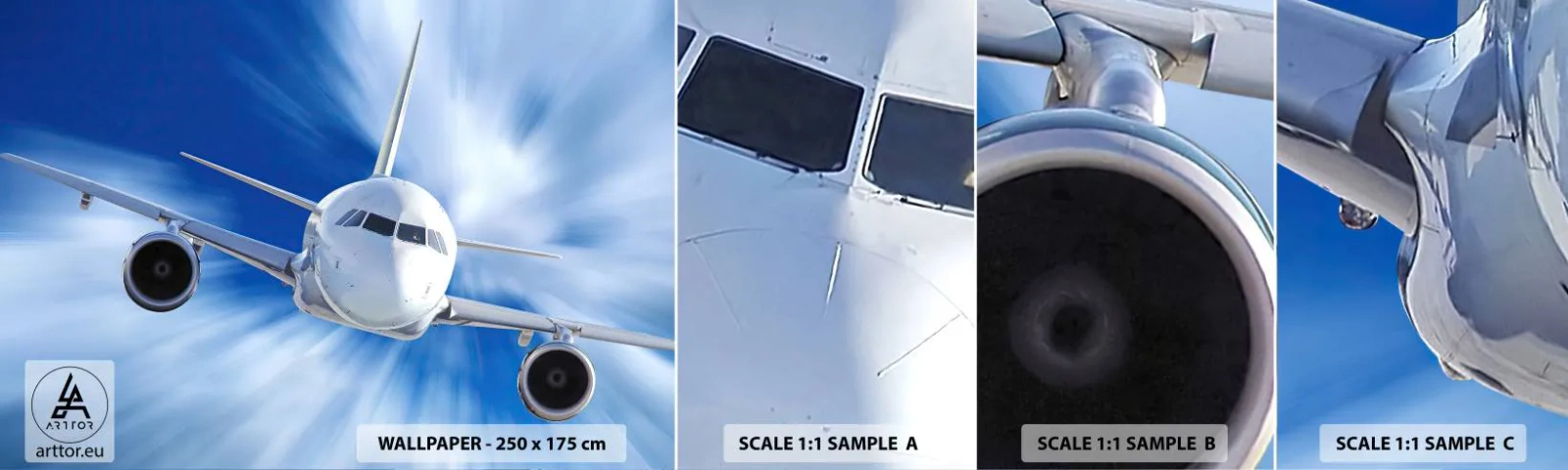 Fotótapéta Minta Standard Eco - Gyorsabb, mint a szél az égen - Repülőgép, Repülőgép, Utazások - 100x30 cm