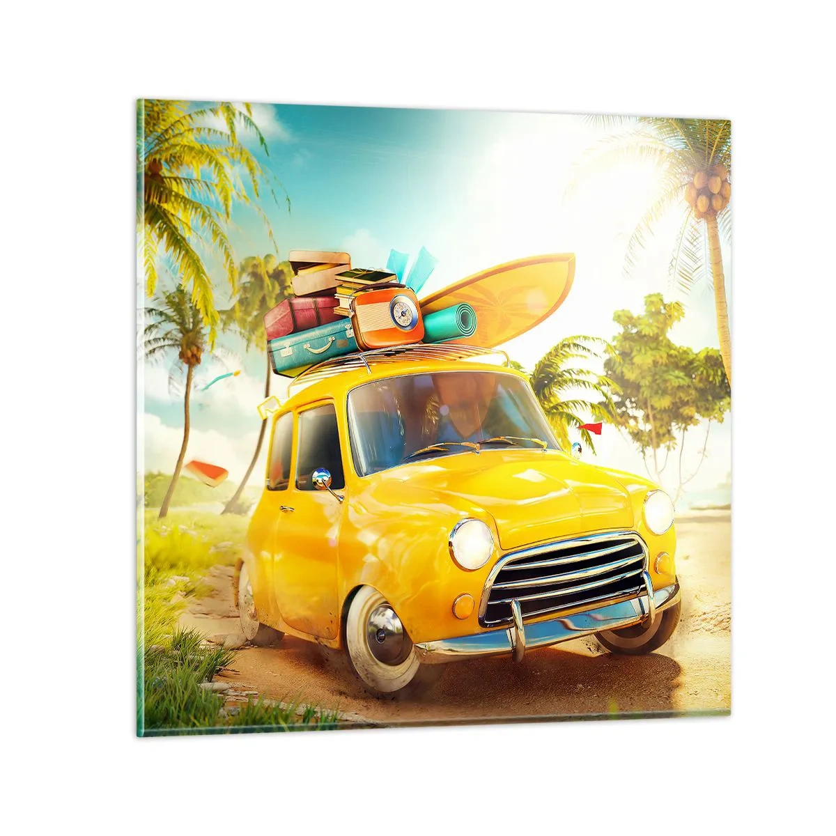 Üveg kép - Utazás több mosolyért - 30x30 cm