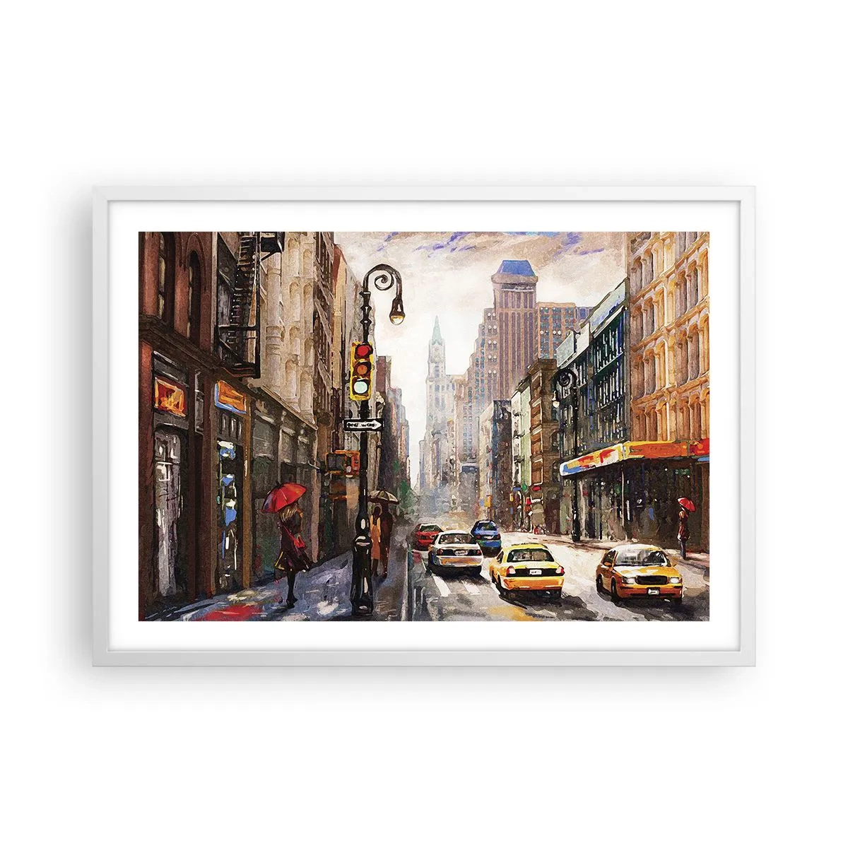 Poszter fekete keretben - New York – esőben is színes - 70x50 cm