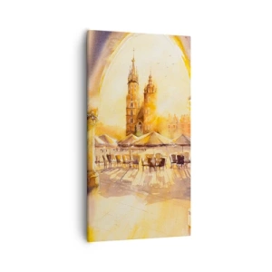 Vászonkép - Napkelte a krakkói piactér felett - 55x100 cm