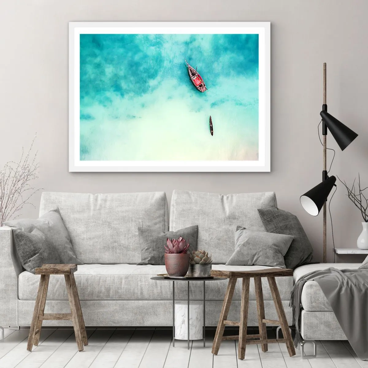 Poszter fekete keretben - A Zanzibár strandjain, amikor sok a víz... - 91x61 cm