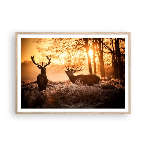 Poszter világos tölgy keretben - Vadász álma - 100x70 cm