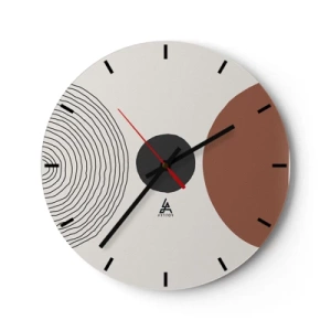 Falióra, Óra - Koncentrikus vonalak és geometriai körök kontrasztja - 30x30cm - A figyelem középpontjában - Modern fali dekoráció nappalihoz, konyhához és hálószobához ARTTOR