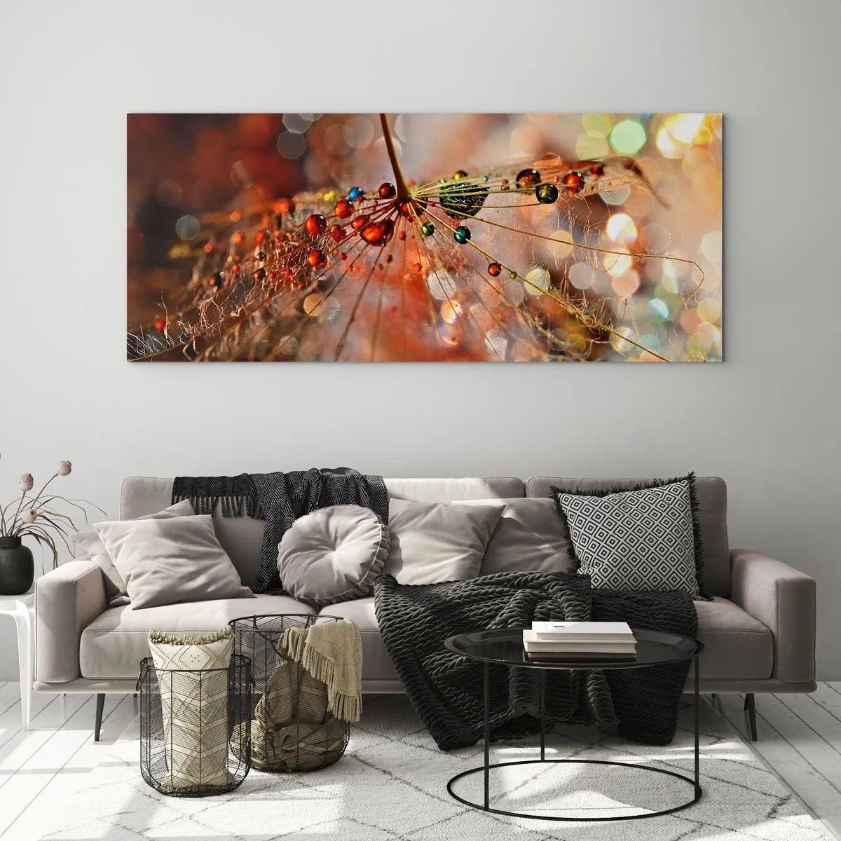 Üveg kép - Pókszálra fűzve - 100x40 cm