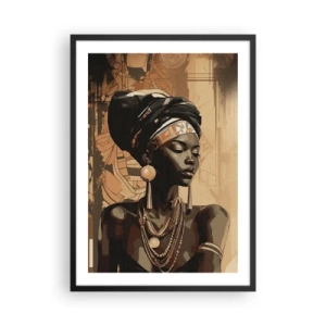 Poszter fehér keretben - Portré egy afrikai nőről, aki hagyományos díszeket visel - 50x70cm - Afrikai fenség - Modern fali dekoráció nappalihoz és hálószobához ARTTOR