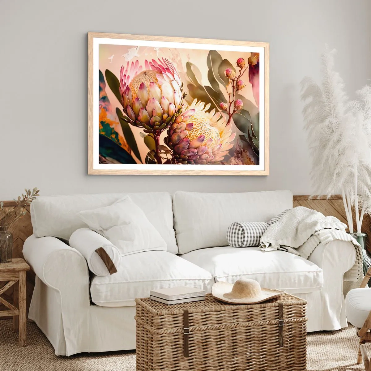 Poszter világos tölgy keretben - Gyengéden átölelve - 70x50 cm