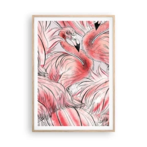 Poszter világos tölgy keretben - Madári  corps de ballet - 70x100 cm
