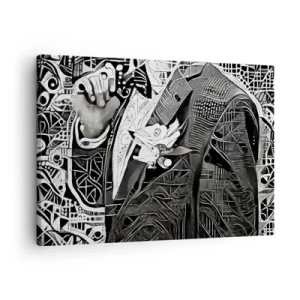 Vászonkép - Elegáns absztrakció egy férfiról fekete-fehér öltönyben - 70x50cm - Csak látszólag öreg ember - Modern fali dekoráció nappalihoz és hálószobához ARTTOR