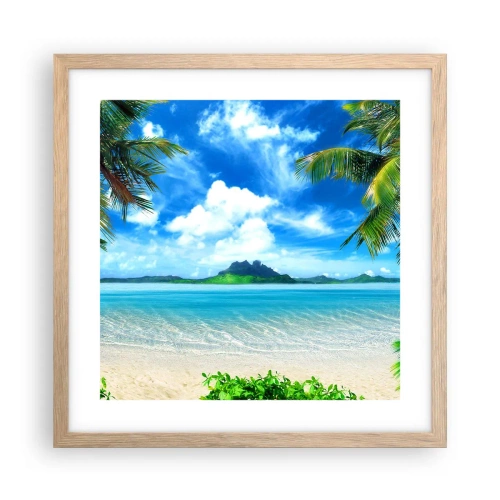 Poszter világos tölgy keretben - A trópusi azúrkék - 40x40 cm