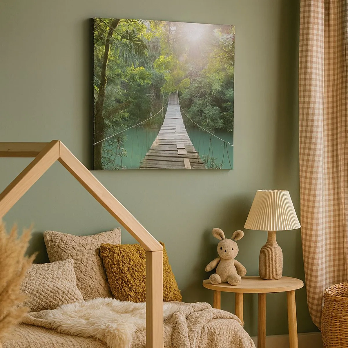 Vászonkép - Az azúrkék vízen át az azúrkék erdőbe - 30x30 cm