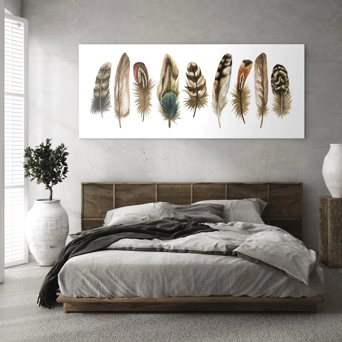 Üveg kép - Tollas variáció - 120x50 cm