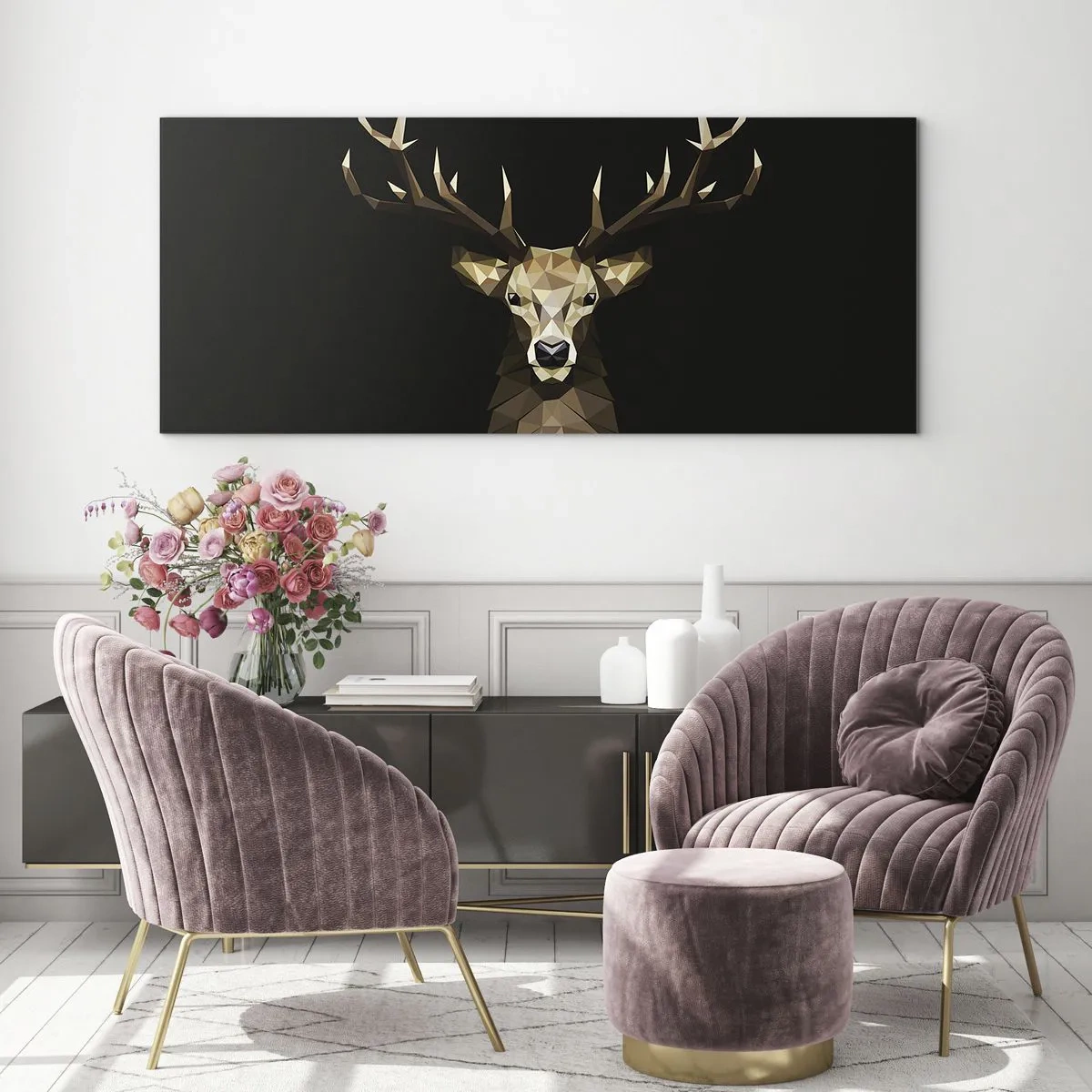 Üveg kép - Kubista szarvas - 160x50 cm