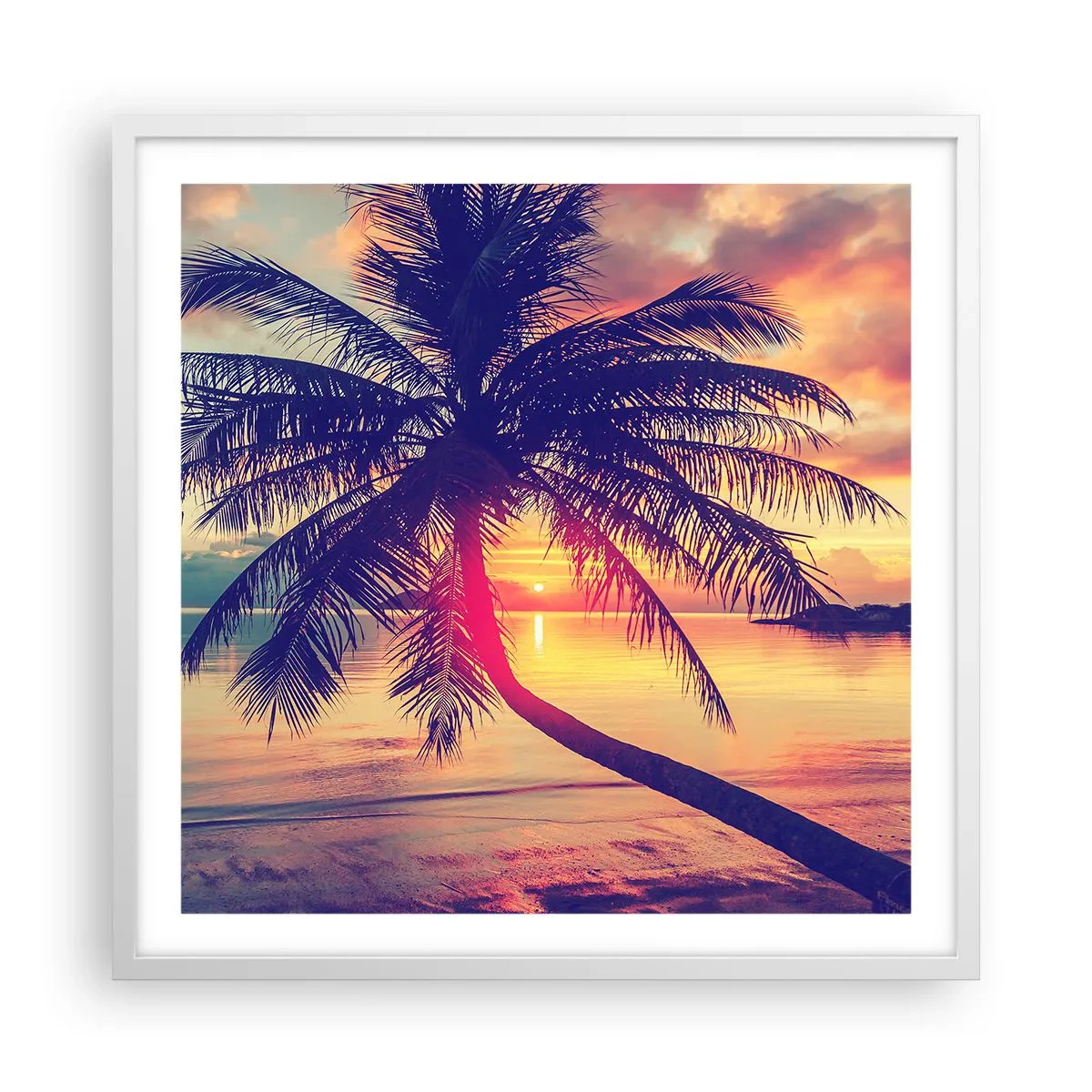 Poszter fekete keretben - Este a pálmafák alatt - 60x60 cm