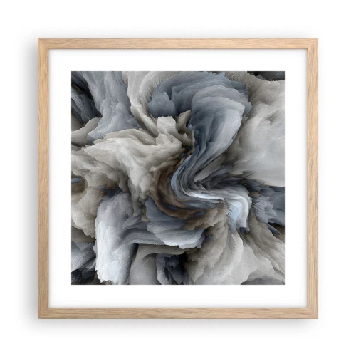 Poszter világos tölgy keretben - Kő és virág - 40x40 cm
