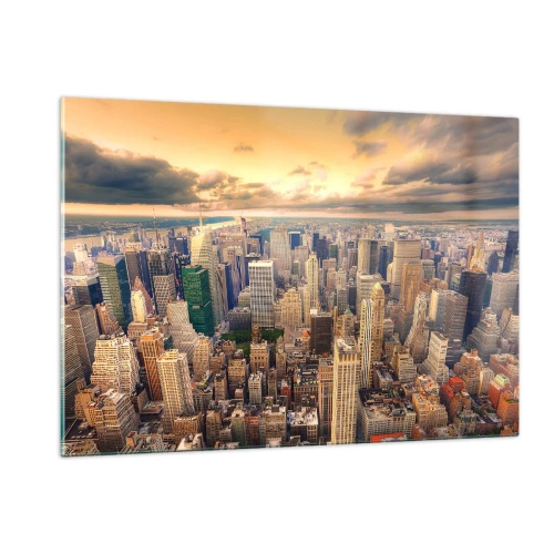 Üveg kép - Aranyozott metropolisz - 120x80 cm