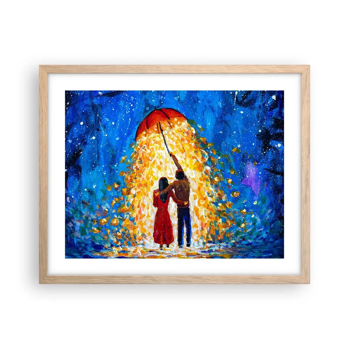 Poszter világos tölgy keretben - Egy esős este varázsa? - 50x40 cm