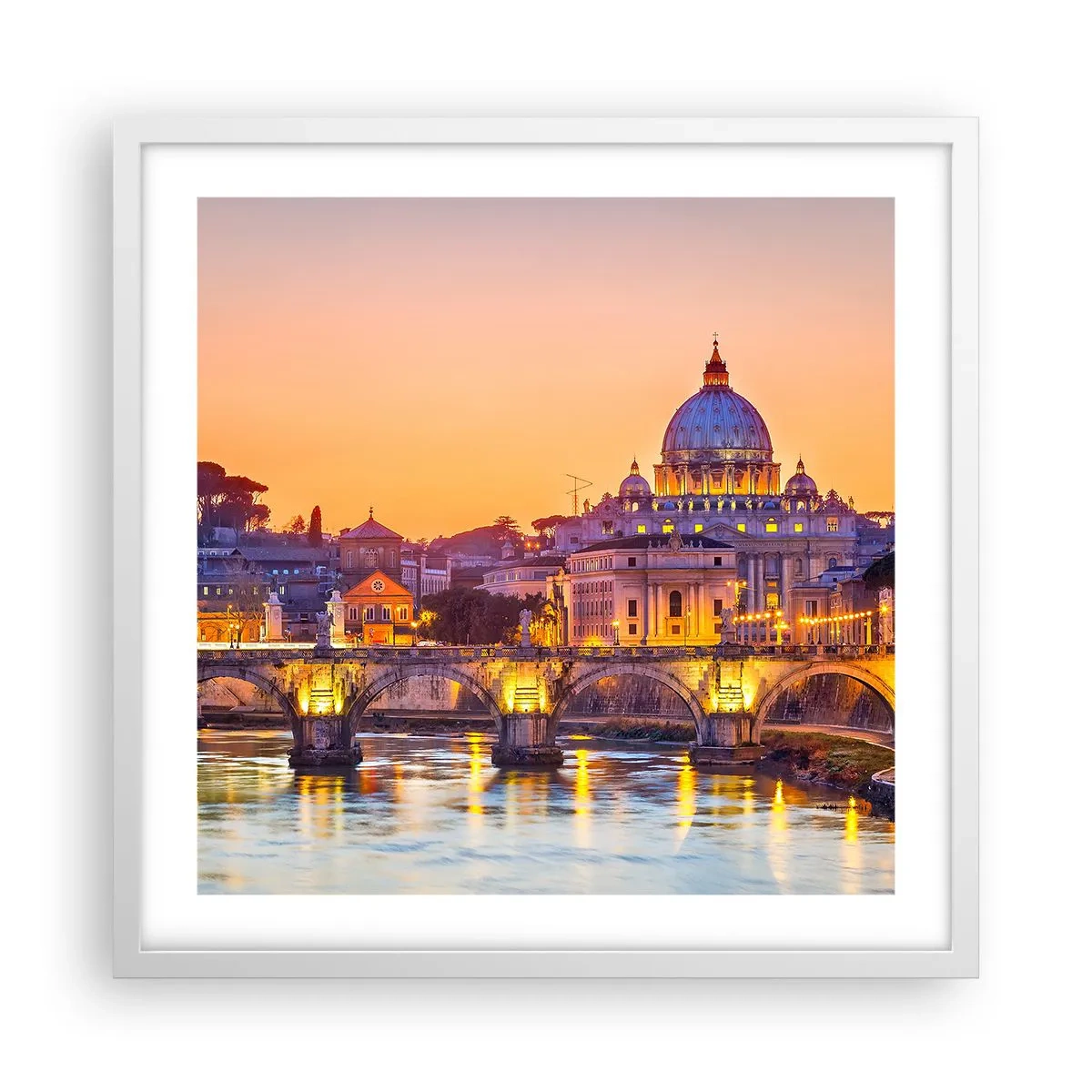 Poszter fekete keretben - Naplemente az örök város felett - 50x50 cm