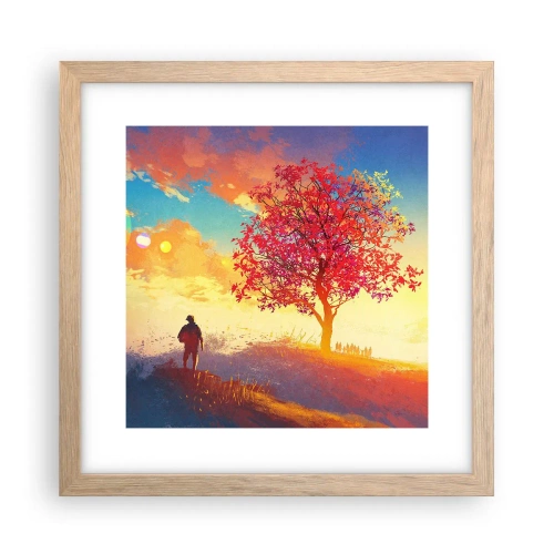 Poszter világos tölgy keretben - Zarándok a célállomáson - 30x30 cm
