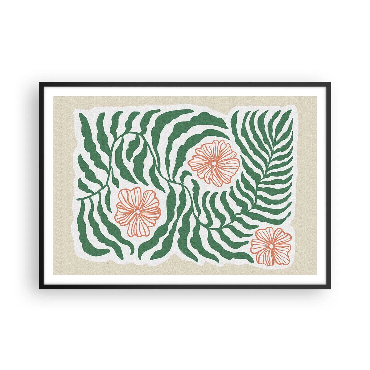 Poszter fehér keretben - Zöldben virágzó - 100x70 cm