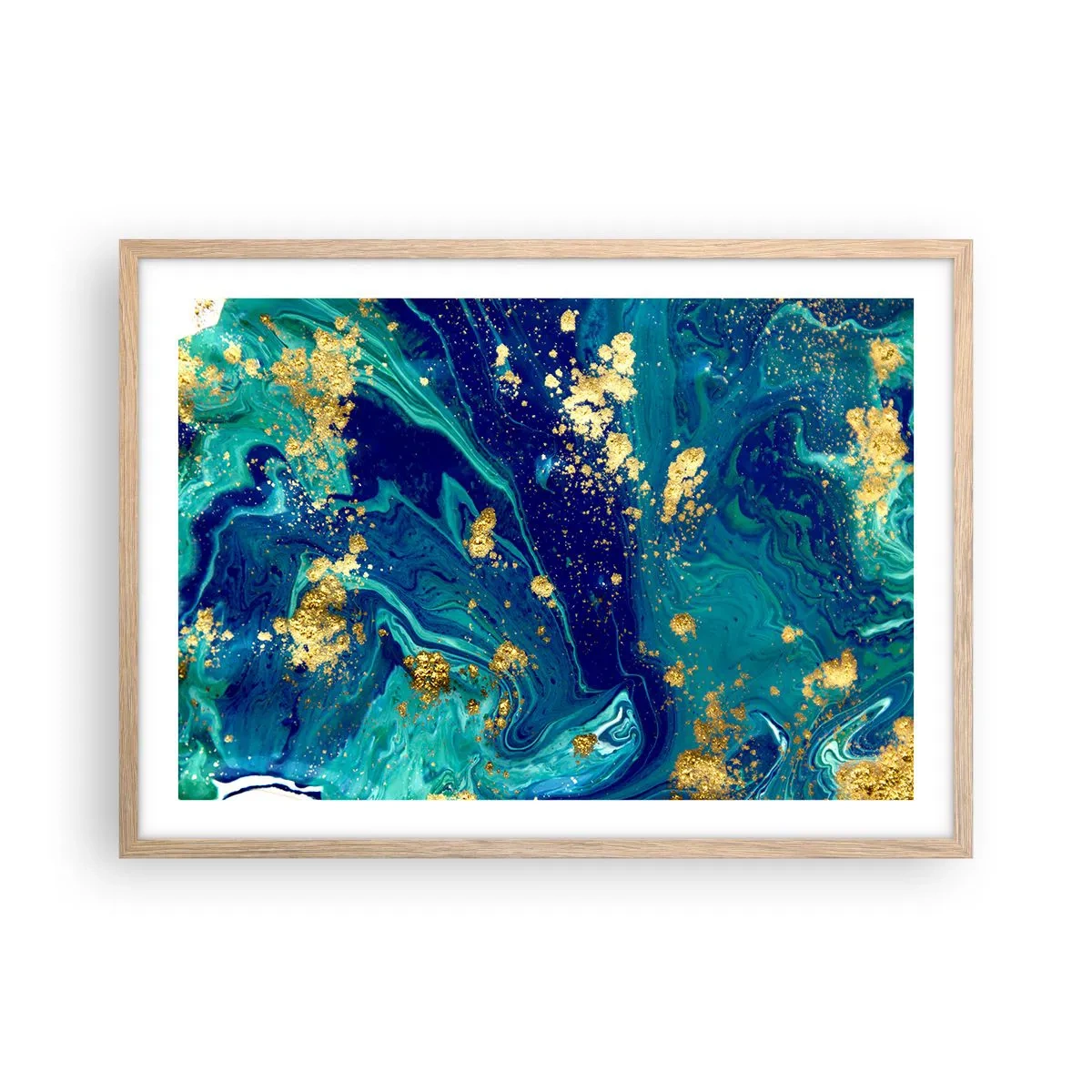 Poszter világos tölgy keretben - Nap pelyhek  - 70x50 cm