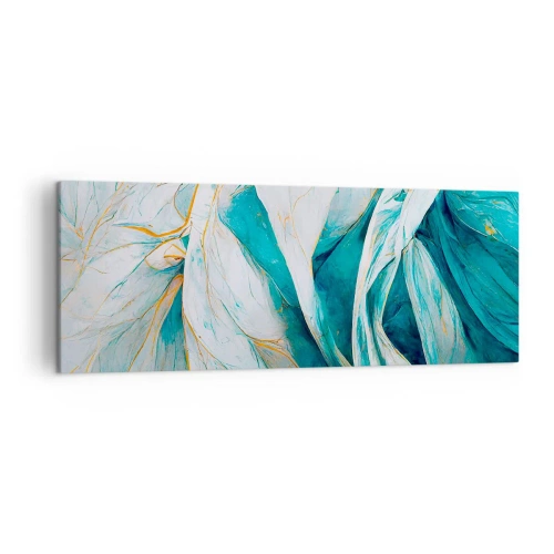 Vászonkép - Kék absztrakció arany motívummal - 140x50 cm