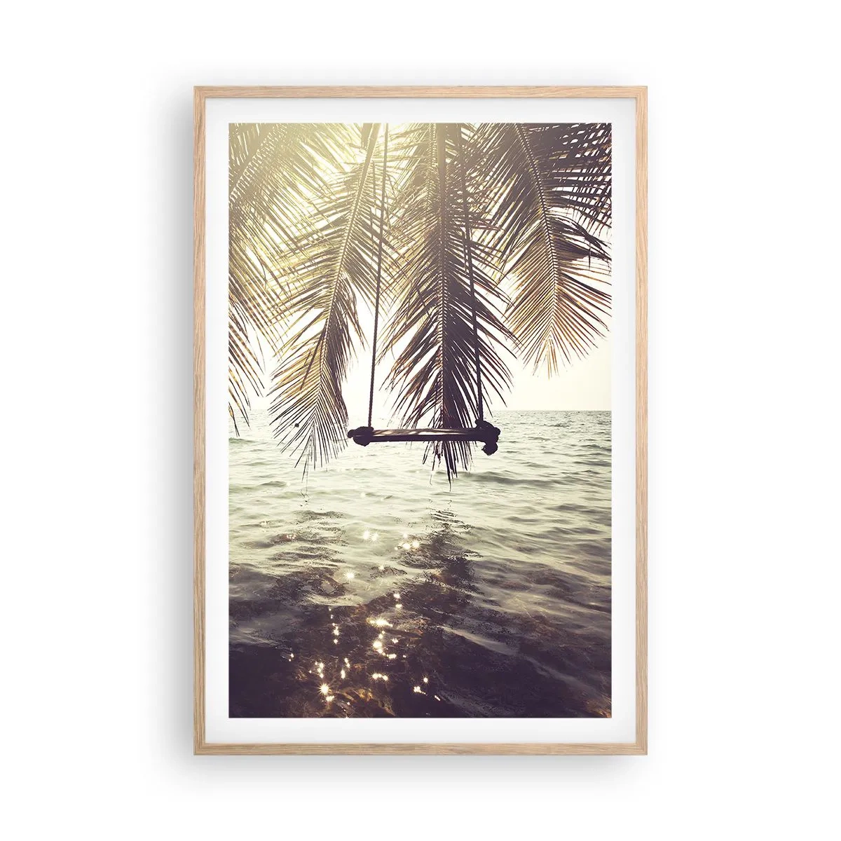 Poszter világos tölgy keretben - Tetszés szerint hintázhat a felhők között - 61x91 cm