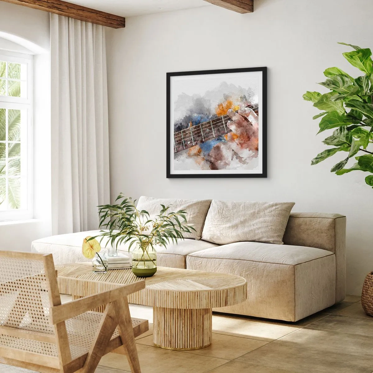 Poszter fehér keretben - Költészet a húrok között - 60x60 cm