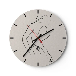 Falióra, Óra - Egy női sziluett finom vázlata világos háttér előtt - 30x30cm - Intim vázlat - Modern fali dekoráció nappalihoz, konyhához és hálószobához ARTTOR