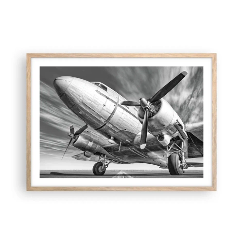 Poszter világos tölgy keretben - Mindig kész a repülésre - 70x50 cm
